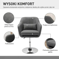 HOMCOM Krzesło biurowe krzesło obrotowe fotel obrotowy z regulacją wysokości tkanina kolor ciemnoszary(m-6)