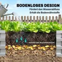 Outsunny Tuinbed, Plantenbak met Stalen Frame, Zilver, 120 x 120 x 30 cm(m-6)