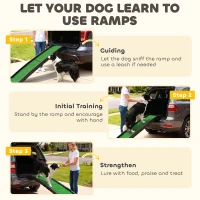 PawHut Foldable Dog Ramp with Artificial Anti-slip Surface, Portable & Lightweight, for Cars, Home, 155 x 38.5 x 15.5 cm(m-8)