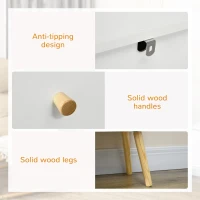 HOMCOM Chest of Drawers, 3-Drawer Storage Organiser Unit with Wood Legs for Bedroom, Living Room, White(m-6)