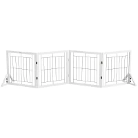 PawHut Barrière de sécurité pour chien barrière de protection à 4 panneaux pliante clôture pour animal domestique(m-1)