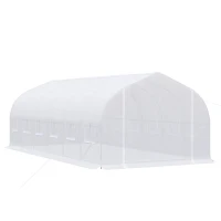 Outsunny Invernadero de Exterior Invernadero de Túnel 6x3x2 m Invernadero de Jardín Grande con 12 Ventanas y Puerta Enrollable con Cremallera Macro de Metal para Cultivo Plantas Blanco(m-11)