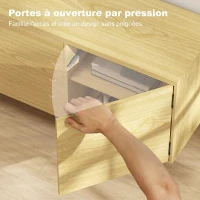 HOMCOM Meuble TV 180 cm, meuble télé pour 82 pouces avec 4 portes à ouverture par pression 180x35x55,5cm bois naturel(m-5)