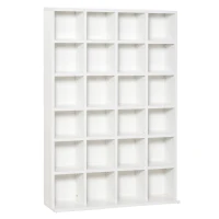 HOMCOM Mobile Libreria porta CD da 24 Ripiani ad Altezza Regolabile, in Legno, 130.5x89x20 cm, Bianco(m-1)
