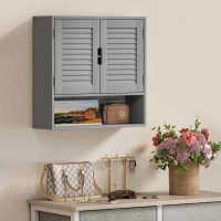 HOMCOM Bathroom Cabinet, Wall Mounted Storage Cabinet with Adjustable Shelves, 60 x 20 x 60 cm, Grey(m-9)