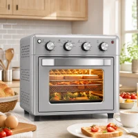 HOMCOM Horno Eléctrico de Sobremesa de 30L 1600W Freidora de Aire con 7 Modos de Calor y Temporizador 43x39x39 cm Plata(m-15)