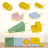 AIYAPLAY Softblokset voor kinderen, 12-delige stofblokset, schuim, cordhoes, wasbaar, pastelkleurig(m-3)
