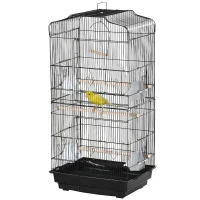 PawHut Large Metal Bird Cage with Stand, Perches, Food Bowls, Swing, for Budgies, Parakeets, Black(m-11)