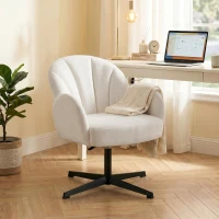 HOMCOM Swivel Accent Chair, Shell-Shaped Armchair with Spring Cushion, Metal Base, Cream White(m-10)