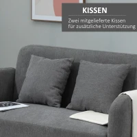 HOMCOM Kanapa 2-osobowa z 2 poduszkami dekoracyjnymi, mały loveseat, nowoczesna sofa tapicerowana o wyglądzie aksamitu do salonu, sypialni, małych pomieszczeń, szara 130 x 70 x 80 cm(m-7)