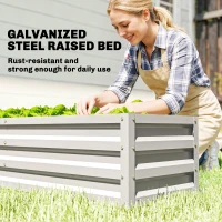 Outsunny Small Greenhouse with Raised Garden Bed, Galvanised Walk-in Greenhouse with Roll Up Windows, 141 x 141 x 190 cm, White(m-5)