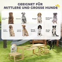 PawHut Agility-Set voor Honden, Trainingsopstelling met Brug, Trap, Platform, Sparrenhout, voor Grote Honden tot 40 kg(m-6)