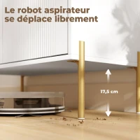 HOMCOM Buffet cuisine, meuble de rangement avec 2 portes, 3 tiroirs silencieux, 2 étagères réglables, 5 pieds en acier, blanc(m-7)