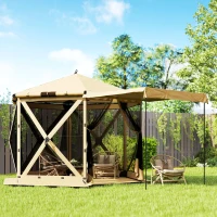 Outsunny 3 m x 2,6 m zeskantig paviljoen met 6 zijden en draagtas, waterdicht, UV-bestendig, partytent(m-9)
