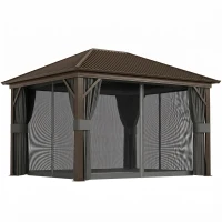 Outsunny 3.6 x 3 m Aluminium Hardtop Gazebo, with Accessories - Dark Grey(m-1)