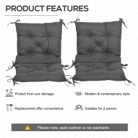 Outsunny Set of Two Outdoor Seat Cushions - Dark Grey(m-5)