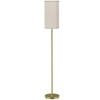 HOMCOM Floor Lamp, Modern Standing Lamp with Linen Shade and Foot Switch, Tall Lamps for Bedroom, Bulb not Included, Gold Tone(m-1)