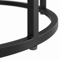HOMCOM Ronde salontafelset, 2-delig, Industriële bijzettafels met metalen frame voor woonkamer en slaapkamer, Bruin(m-12)