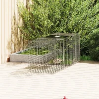 Outsunny Trampa para Animales Vivos Plegable 93x31x34,5 cm Jaula de Captura de Alambre con Puerta y Asa para Conejos Plata(m-10)