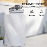 Outsunny Keramische Tuinkruk in Spiraalvorm 120kg Draagkracht Ø33 x 45 cm Weerbestendig met Deksel Wit(m-5)