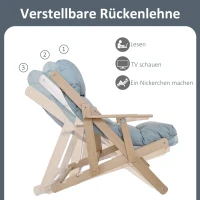 HOMCOM Accentfauteuil, relaxstoel, verstelbare rugleuning, beukenhouten frame, tot 120 kg, Lichtgrijs(m-4)