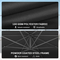 Outsunny 3 m Overhanging Cantilever Parasol, with Cross Base - Black(m-5)