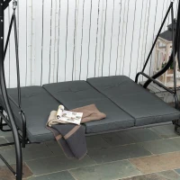Outsunny Schommelbank Hollywoodschommel met Zonwering, Tuinschommel, Verandaschommel, 3 Zitplaatsen, Schommelbed(m-8)