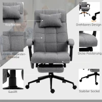 Vinsetto Ergonomische Bureaustoel met Massagefunctie, 66x76x112-120cm, Grijs(m-7)