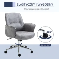 HOMCOM Krzesło biurowe fotel biurowy obrotowy regulowany mikrofibra pianka szary(m-6)