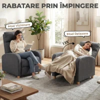HOMCOM Fotoliu Relaxabil cu Suport pentru Picioare și Arcuri în Saci, Gri Închis(m-4)