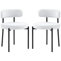 HOMCOM Set van 2 Eetstoelen, Fleece-bekleding, Stoelen met Beklede Zitting, Metalen Poten, Crème(m-10)