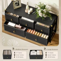 HOMCOM Faux Leather Front Chest of Drawers - Black(m-4)