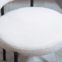 HOMCOM Set van 2 Eetstoelen, Fleece-bekleding, Stoelen met Beklede Zitting, Metalen Poten, Crème(m-9)