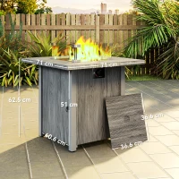 Outsunny 50,000 BTU Gas Fire Pit Table, with Cover - Dark Grey(m-3)