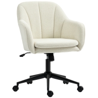 HOMCOM Bureaustoel met Stoffen bekleding in fluweeloptiek, Make-up stoel met gewelfde rugleuning, voor slaapkamer, woonkamer, Beige