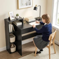 HOMCOM Bureau avec rangement, bureau d'ordinateur avec 3 étagères de rangement et tiroir, 100 x 40 x 90 cm, noir(m-8)
