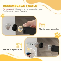 PawHut Barrière de sécurité barrière pour animal domestique longueur réglable sans perçage en acier et ABS 75-95 x 76 cm noir(m-6)