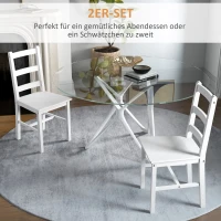 HOMCOM Eetkamerstoelen 2-delige set, Houten keukenstoel met lattenrugleuning, Antislip 41,5 x 46 x 90 cm Wit(m-4)