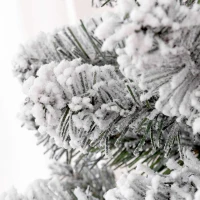 HOMCOM Sapin de Noël artificiel 180 cm avec éclairage LED blanc chaud, 329 branches enneigées, base en métal, réaliste et fin(m-9)