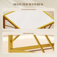 HOMCOM Nesting Coffee Tables, Set of 3 Square Side Tables with Gold Metal Frame, for Living Room, Bedroom and Office, White(m-4)