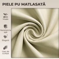HOMCOM Scaun de Bar din Piele Ecologică PU, Reglabil pe Înălțime, Șezut Moale Gros, Rotire 360°, Pentru Insulă, Alb(m-6)