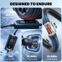 HOMCOM EV Charger 7kW Type 2 to CEE 32A Plug with UK Adapter, 10 m, 6-32A, Electric Car Charger w/ 1-12 h Time Delay(m-7)