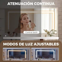HOMCOM Tocador de Maquillaje con Espejo Luces LED Taburete 5 Cajones 2 Compartimentos y 2 Estantes de Cristal Blanco(m-16)