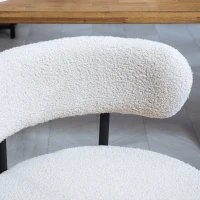 HOMCOM Set van 2 Eetstoelen, Fleece-bekleding, Stoelen met Beklede Zitting, Metalen Poten, Crème(m-8)