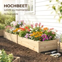Outsunny bloembak, plantenbak met 2 plantplekken voor groenten in de tuin(m-9)