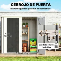 Outsunny Cobertizo de Jardín de Exterior 1,26 m² 147x86x134cm con 2 Puertas y Cerradura para Almacenamiento de Herramientas Negro(m-5)