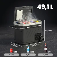 Outsunny Nevera Portátil Eléctrica 49L con Compresor Doble Zona Control por App Ruedas Asa Telescópica -20℃ a 20℃ y Puerto USB(m-3)