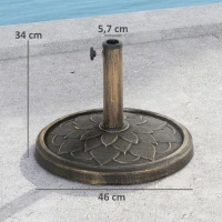 Outsunny Base de parasol de jardin ronde en résine de 12 kg, pour poteaux de parasol de 32, 38, 48 mm ton bronze(m-3)