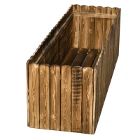 Outsunny Jardinera de Madera Jardinera Elevada para Cultivos Verduras Flores en Patio Balcón Terraza 120x40x40 cm Carbonizada(m-8)
