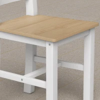 HOMCOM 5-delige eetkamerset voor 4 personen, landelijke eettafel en stoelen van massief hout, naturel/wit(m-11)